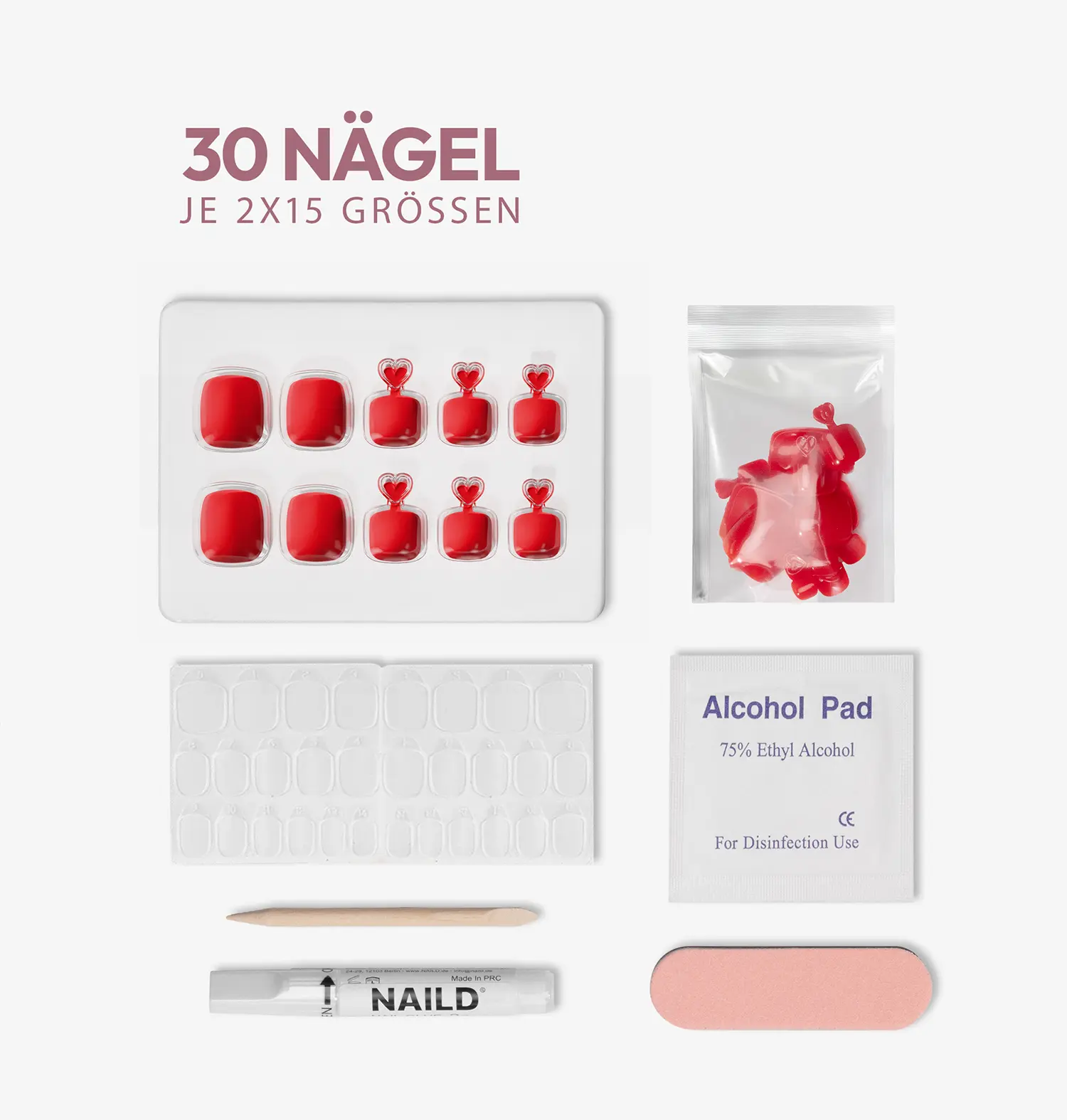 Rose #1 Toe Softgel Press On Nails (32 Nägel inkl. Klebesticker & Nagelkleber) - Image 4